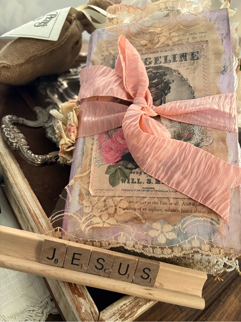 Vintage-Inspired Pink Ribbon Lace Journal